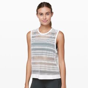 Lululemon mesh tank top sweat your heart out sleeveless tee open see through